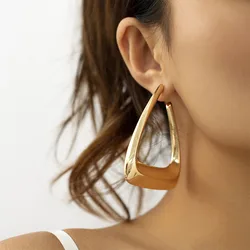 Pendientes de aro de Metal geométricos simples exagerados para mujer, joyería de moda OL, accesorios para las orejas AE057