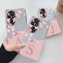 For Honor 200 Smart 400 90 Pro Lite Letter Pink Flowers Fashion Phone Cover Soft Silicone Fundas Transparent Matte Coque Shell