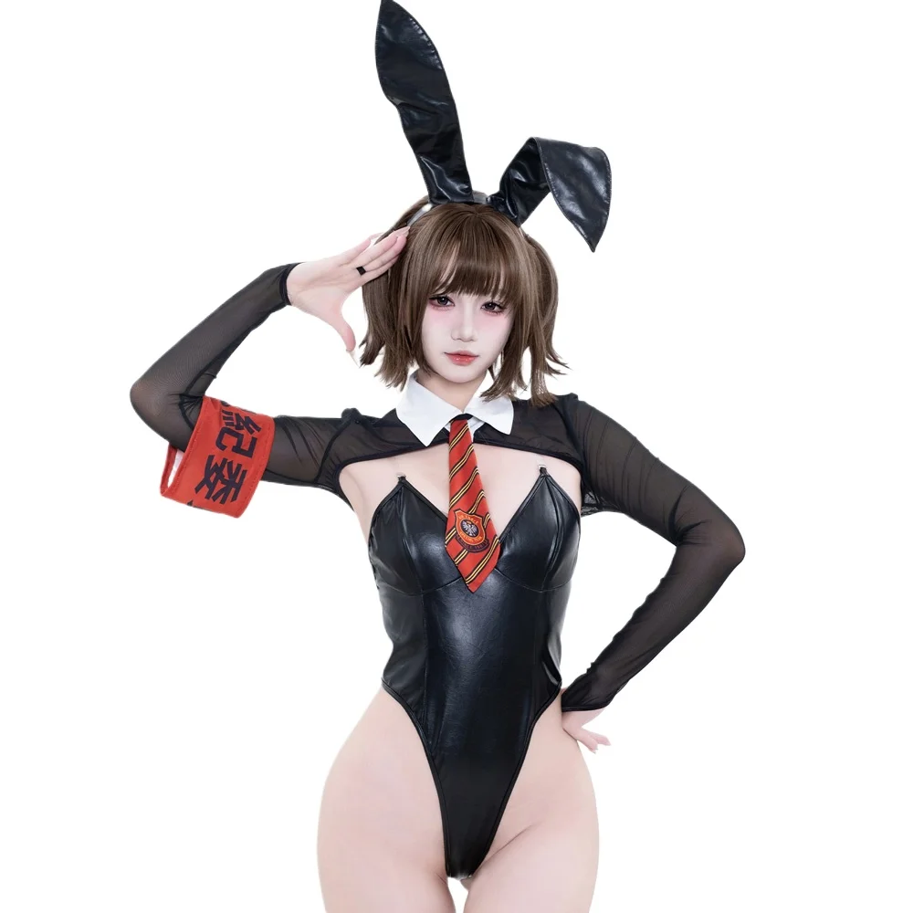 

Japanese Anime Student Judgement Uniform Bunny Girl Leather Bodysuit Outfit Cosplay Costumes