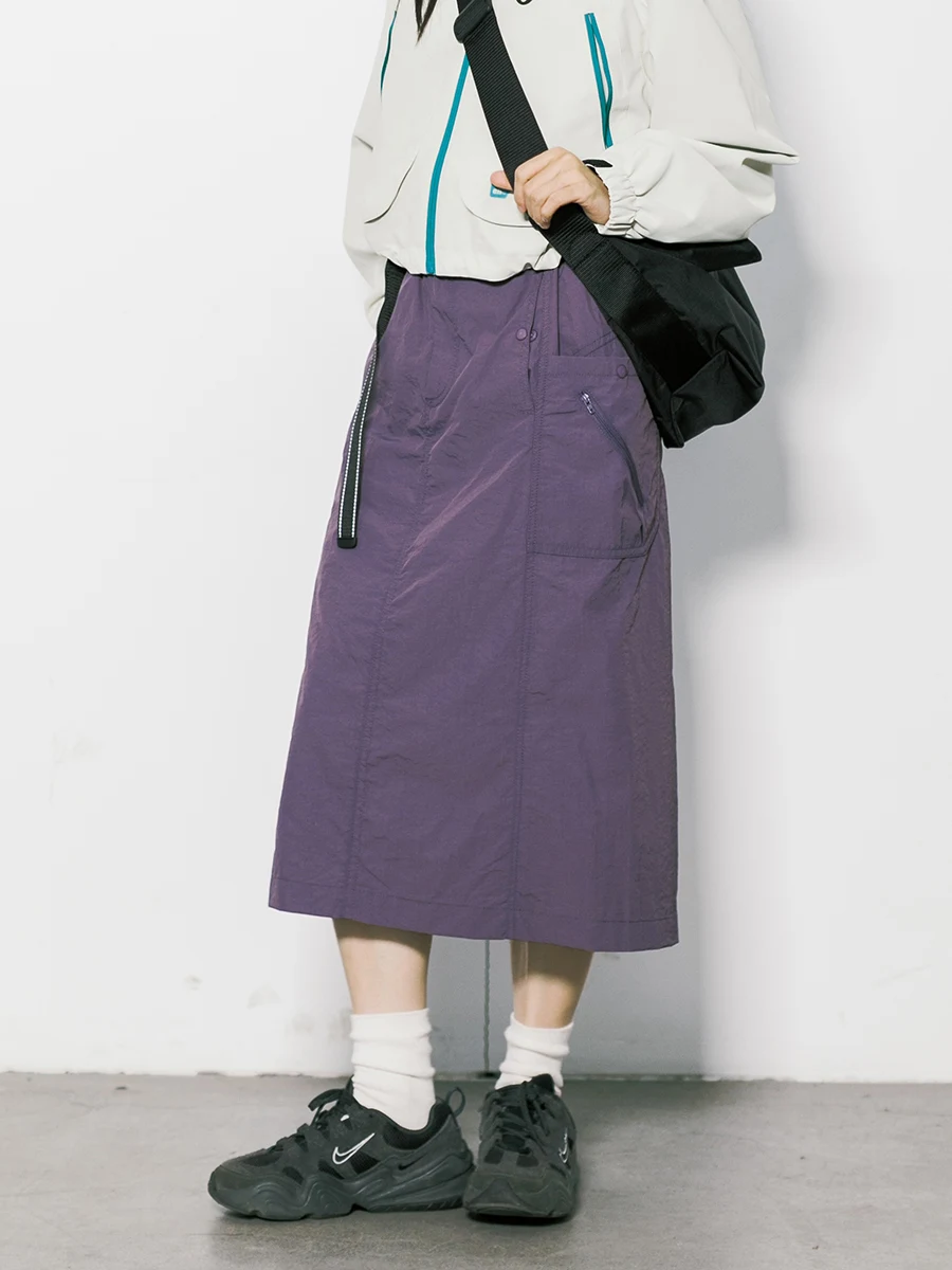 Outdoor Casual Waterproof A-Line Midi Skirt with Back Split RCDB Mountain Series Women's Camping Skirts High Waist Polyester ...