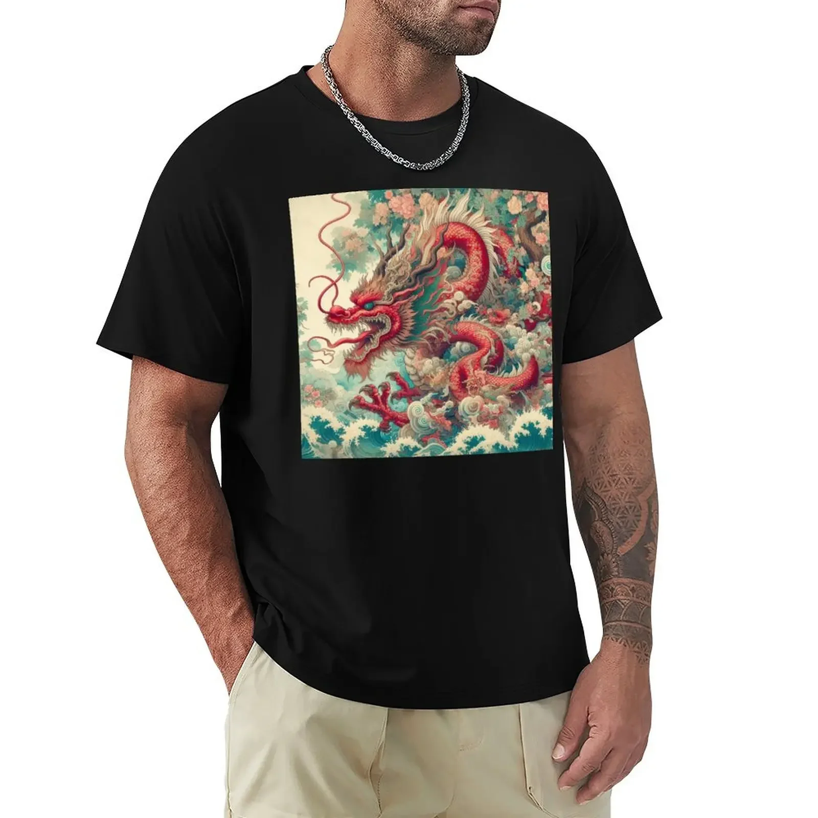 Passionate Vermilion Dragon T-Shirt oversized tees summer clothes graphic tee shirt shirts men graphic