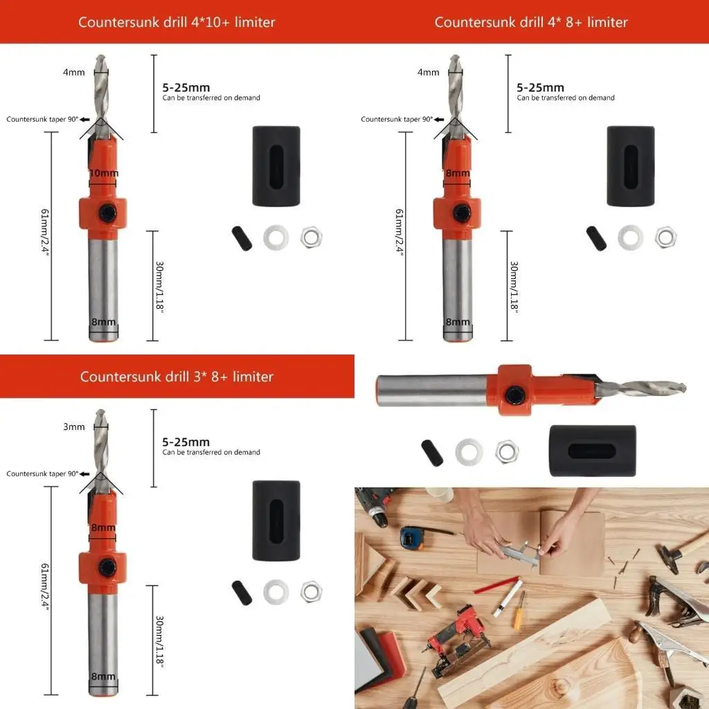 

R9UF Woodworking Countersink Drill Bit Shank Router Bit Countersunk Counter Sink Bit