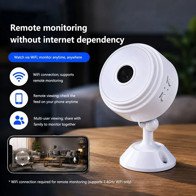 Wireless Security Surveillance Cam Smart Home Alarm System Sensor With Bracket Remote Night Vision Monitoring For Infants Pets