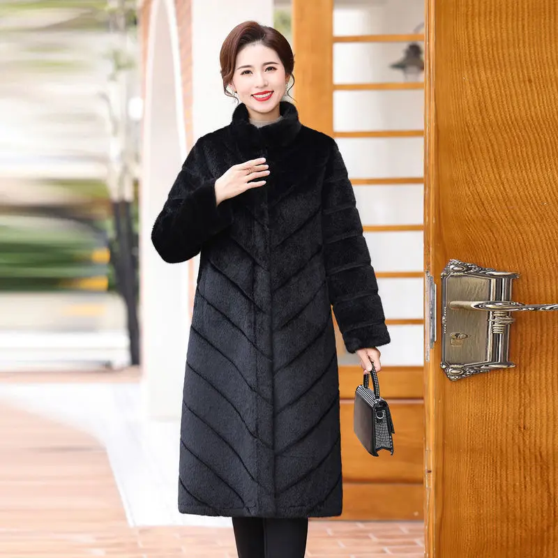 2024 Autumn Winter New Thick Warm Parker Coat Fashion Long Hooded Environmental Protection  Fur Jacket Women's Overcoat LX314