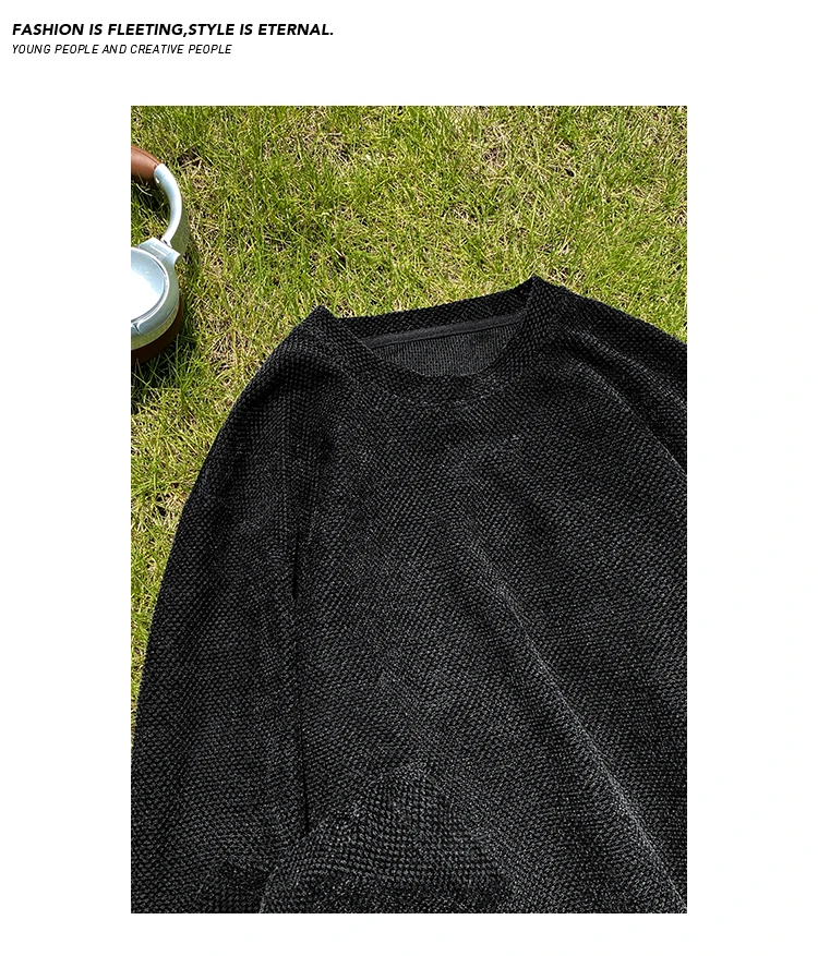 Herren-Strickhemd mit Farbverlauf, langen Ärmeln, Rundhalsausschnitt, Vintage-Waschung, lockerer Schnitt für Reisen und Alltagskleidung – Detail 19