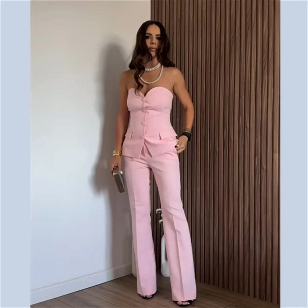 PB&ZA2024 summer new women\'s fashionable temperament slim fit waist cinching versatile high waisted bell bottom pants set