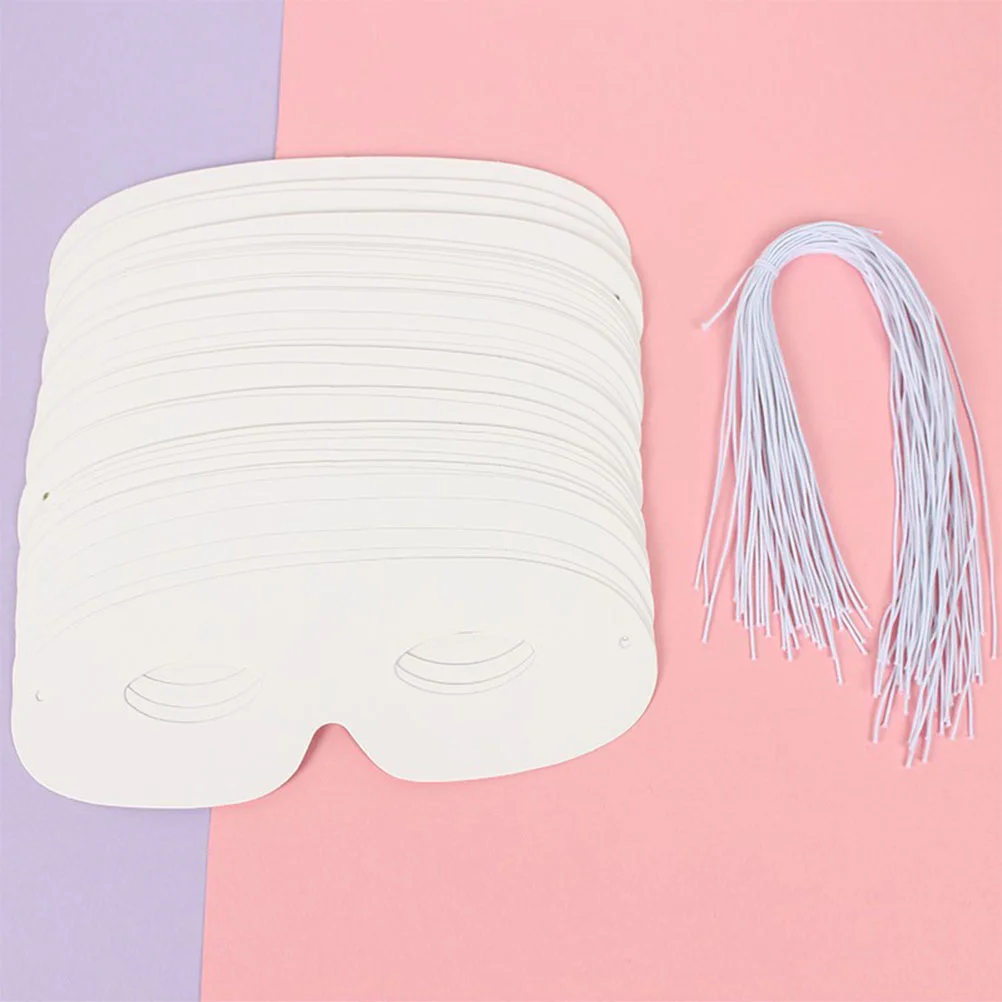 40 Sets DIY Mask Accessory White Paper Unpainted Masquerade Masks Accessories Decoration Cosplay Halloween Party Costume Blank