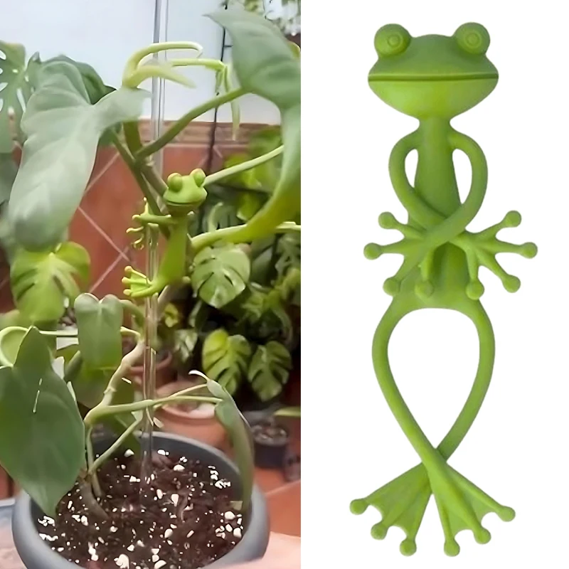 1/2/4PCS Frog Shaped Plant Tie Cute Green Plant Stand Reusable Stem Holder Flowers Vines Flexible Gardening Gadgets Fixators ZYF