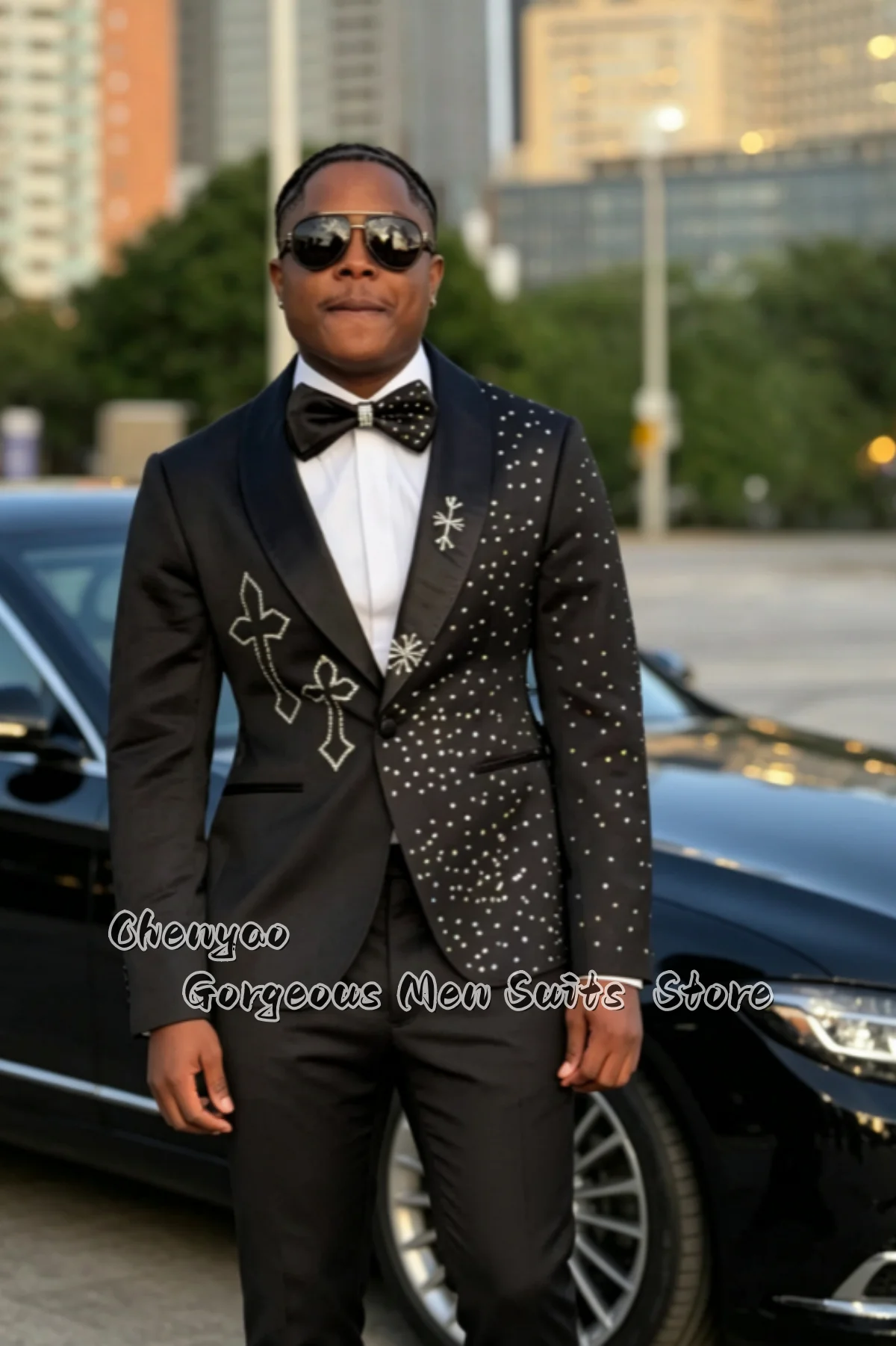 Men'S Grooming Jacket - Роскошные мужские костюмы с вышивкой, стразами