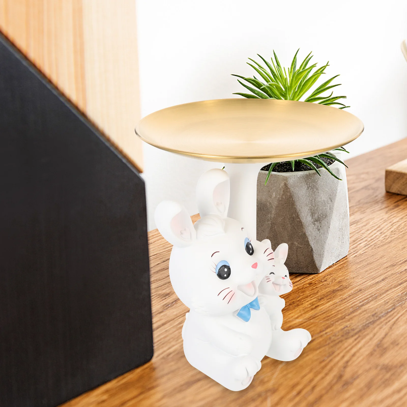 

Bunny Decorative Tray Resin Desktop Organizer Jewelry Candy Key Storage Holder Rabbit Ornament Home Decor Bunny Decor