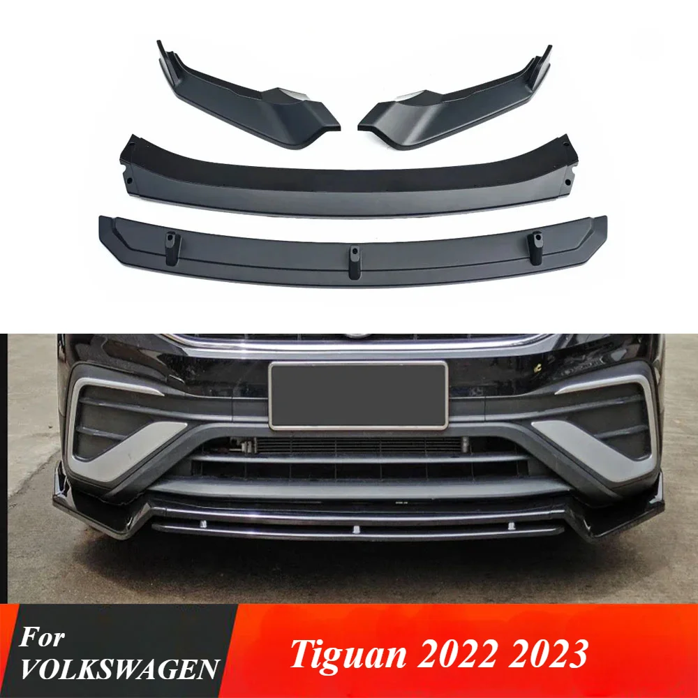 Front Bumper Diffuser Fit Front Lip Spoiler Front Bumper Decoration 4pcs/set for VOLKSWAGEN Tiguan (not for r-line) 2022 2023+