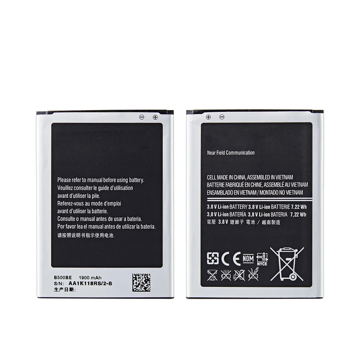 Nueva batería B500BE 1900mAh para Samsung S4 mini I9190 i9192 I9195 I9198 baterías de repuesto con NFC 4 pines