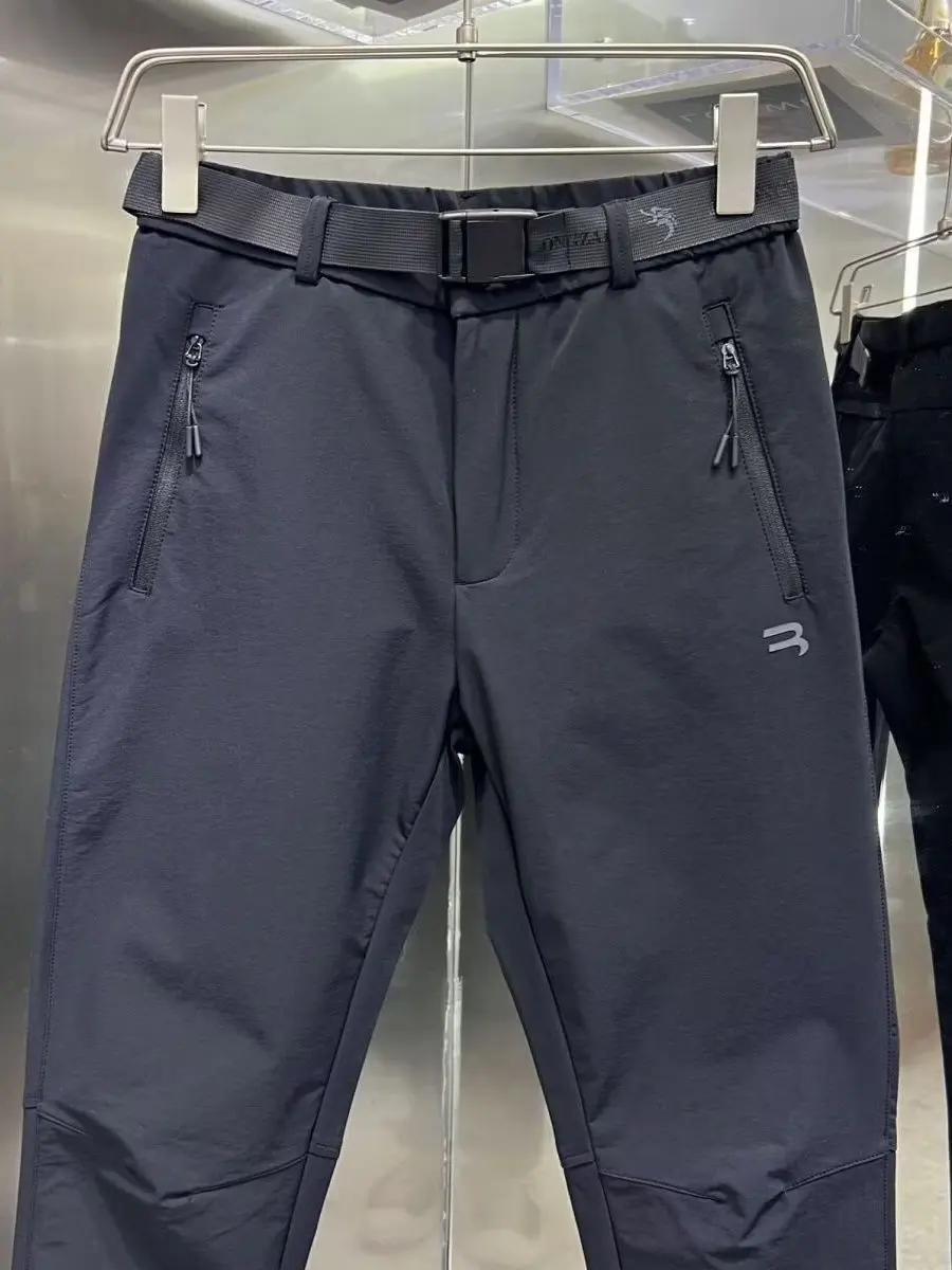 

Business Ice Silk Men's Casual Pants Summer Thin Straight Leg Trendy Slimming Side Zipper Long Trousers