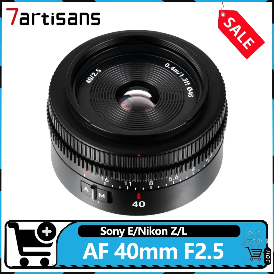 7artisans AF 40mm F2.5 Full Frame Wide Angle Auto Focus Lens Large Aperture Prime Lens for Sony A6400 Nikon Z9 Lieca L