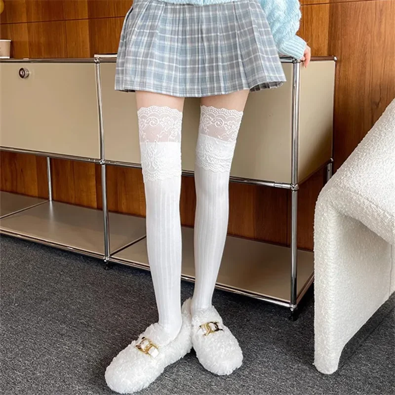 Long Socks Lace Over-the-knee Long Socks for Women Japanese Autumn and Winter Slimming and Versatile Женские Чулки image 5