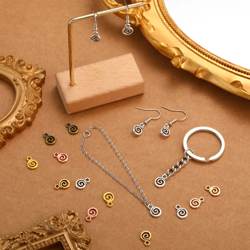 40 pz 6 Colori Swirl Charms Pendenti In Lega di Metallo Per Accessori Gioielli Fatti A Mano FAI DA TE Che Fanno 8*11mm B206