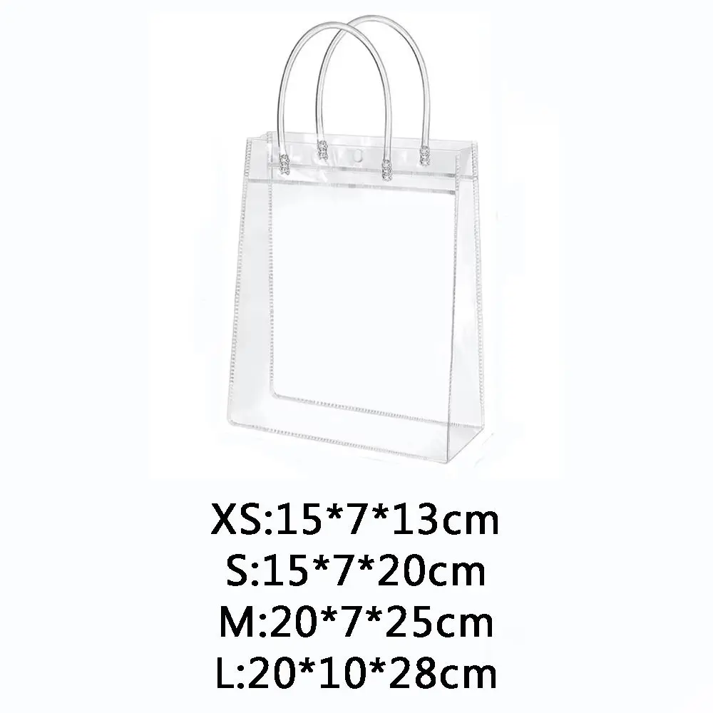 1/10Pcs Portable PVC Transparent Gift Bag Waterproof with Button Candy Gift Packaging Hand Loop Cosmetic Bag Baby Shower