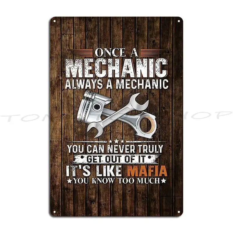 Grumpy Never Underestimate An Old Man With Mechanic Skills Mechanic Oil Splatter is man glitter  Metal Plaque