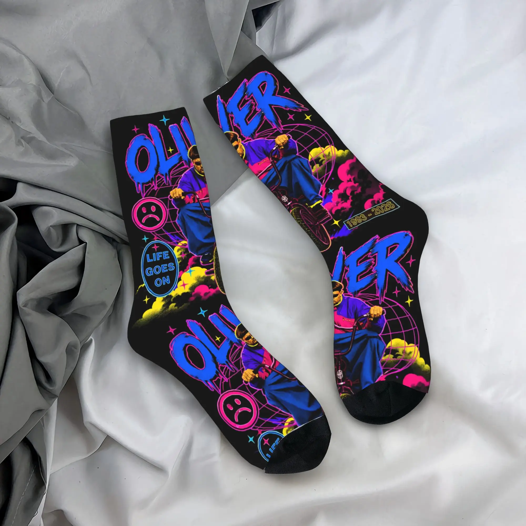 Fashion In loving memory OT Oliver Tree Basketball Socks  Polyester Middle Tube Socks for Unisex Sweat Absorbing