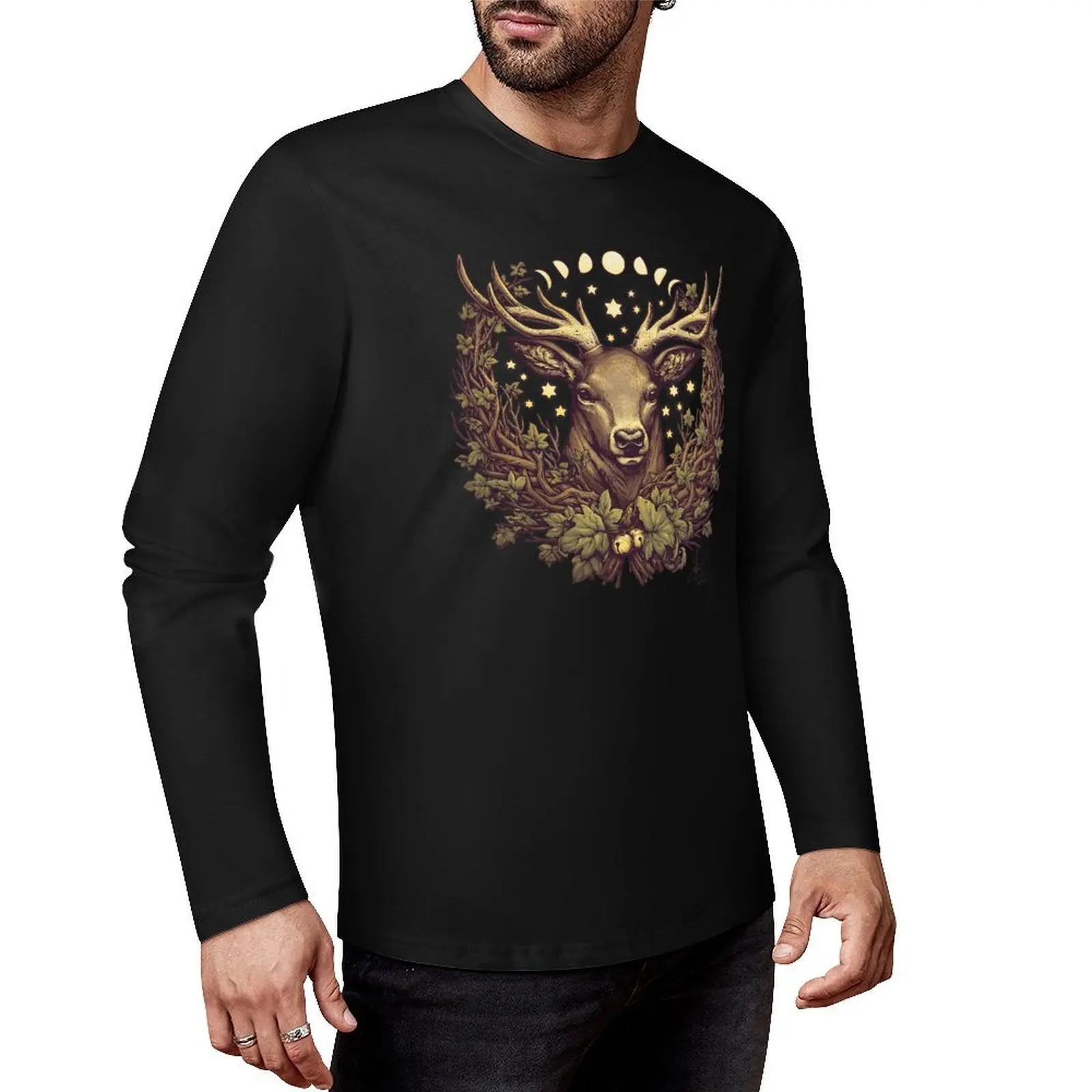 

CERNUNNOS STAG Long T-Shirt cute clothes plus size t shirts black t-shirts for men