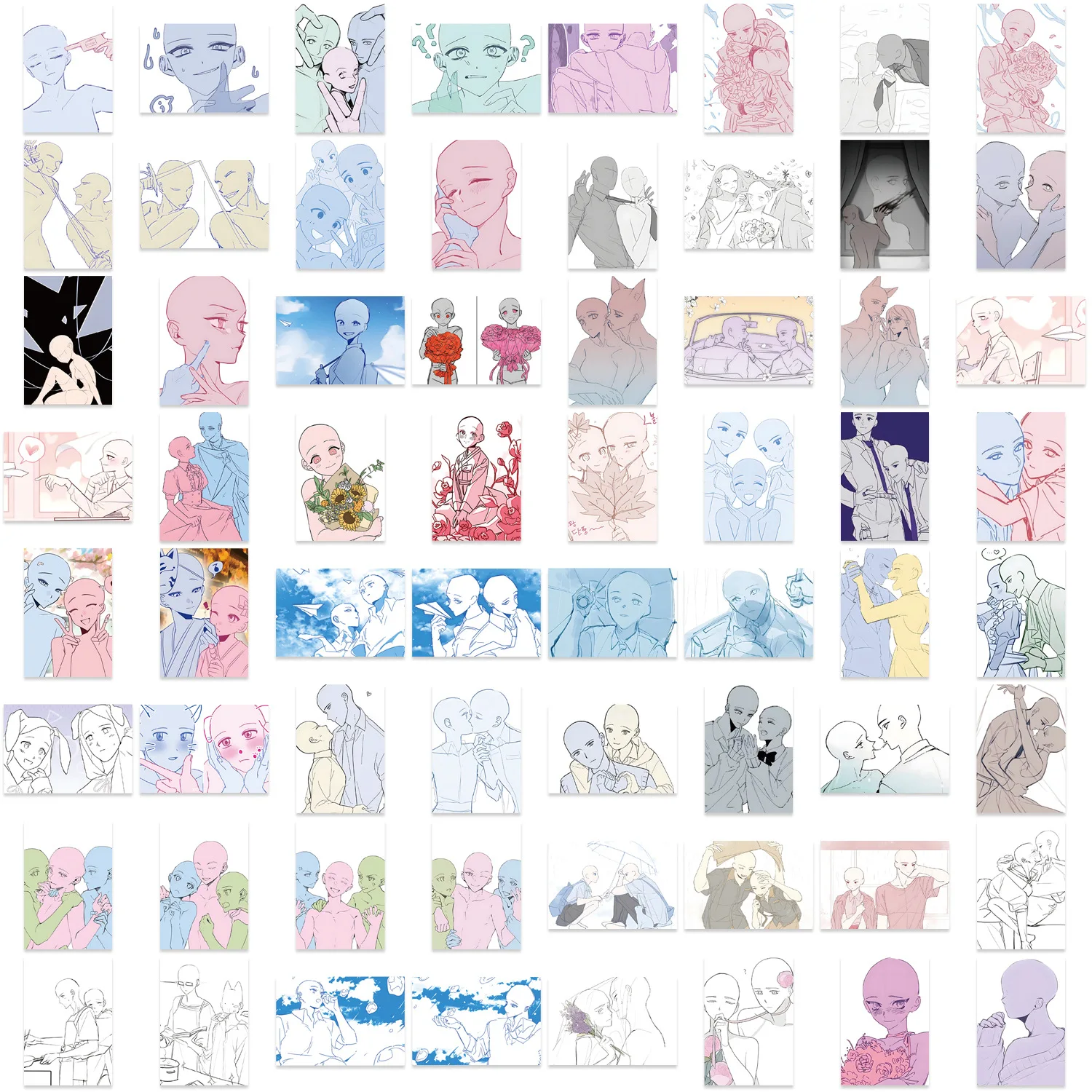 Modèle de peinture OC, autocollant de dessin animé bidimensionnel, décoration DIY, étanche, Skateboard, carnet de notes, jouet Graffiti, 64 pièces