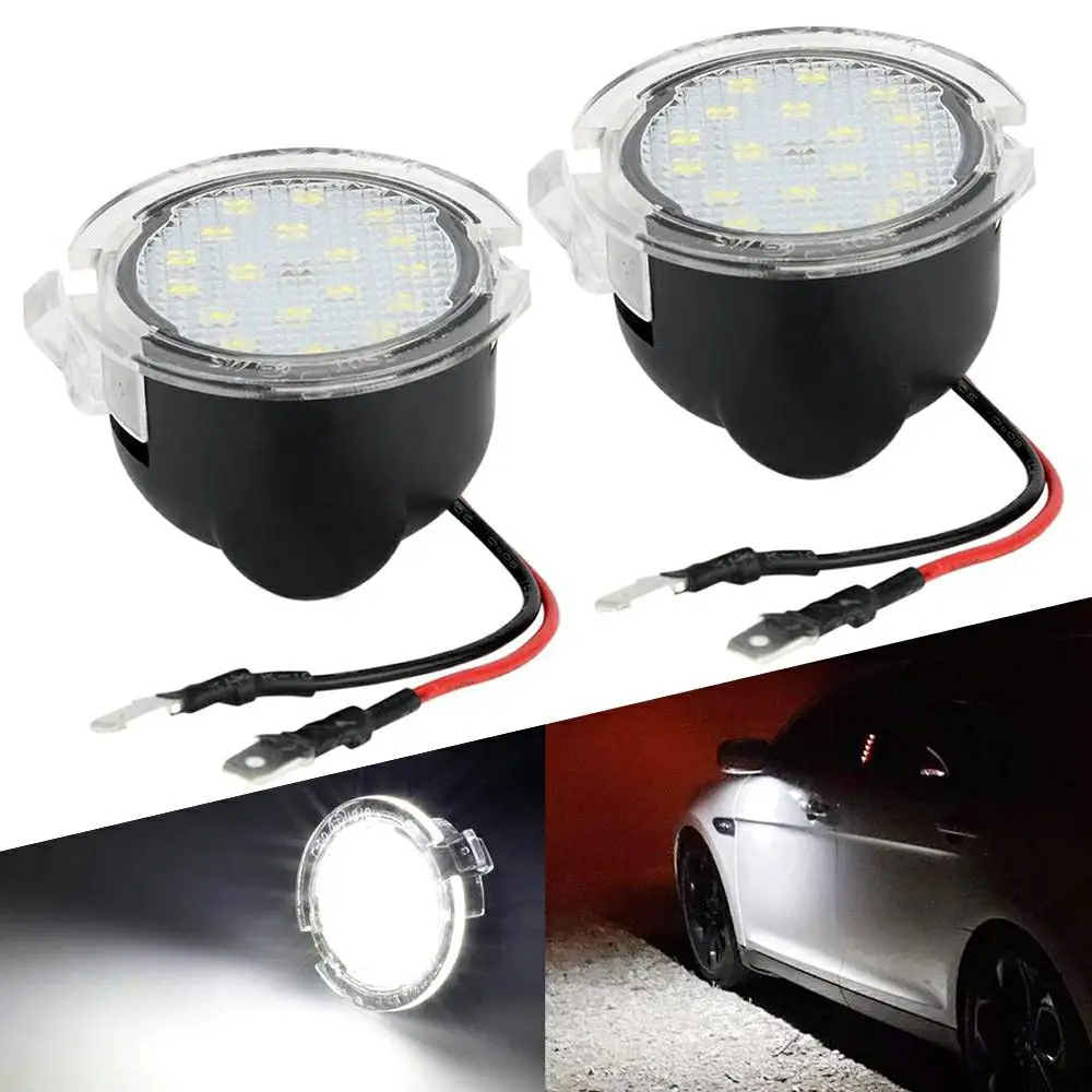 

2Pcs Side Mirror Puddle Light LED Lamp 12V For Ford Mustang Explorer Mondeo MK5 Edge Expedition F150 Fusion Gen Flex SEL Range