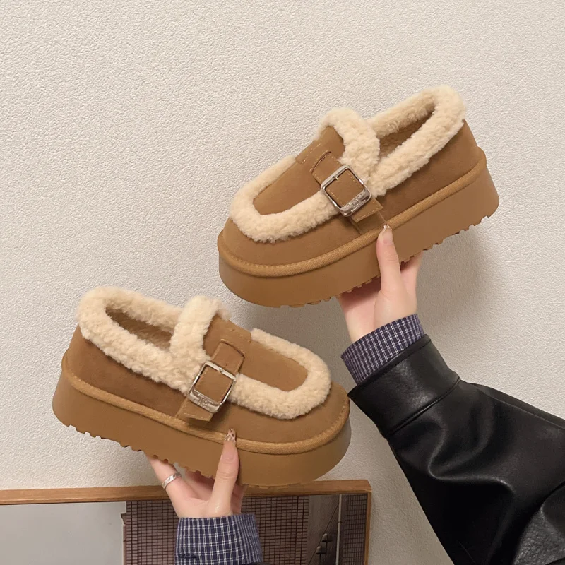

Thick-soled Snow Boots Slip-on Furry Shoes for Women Outdoor Wear2025 New Winter Plus Velvet Warm Big Cotton Shoes
