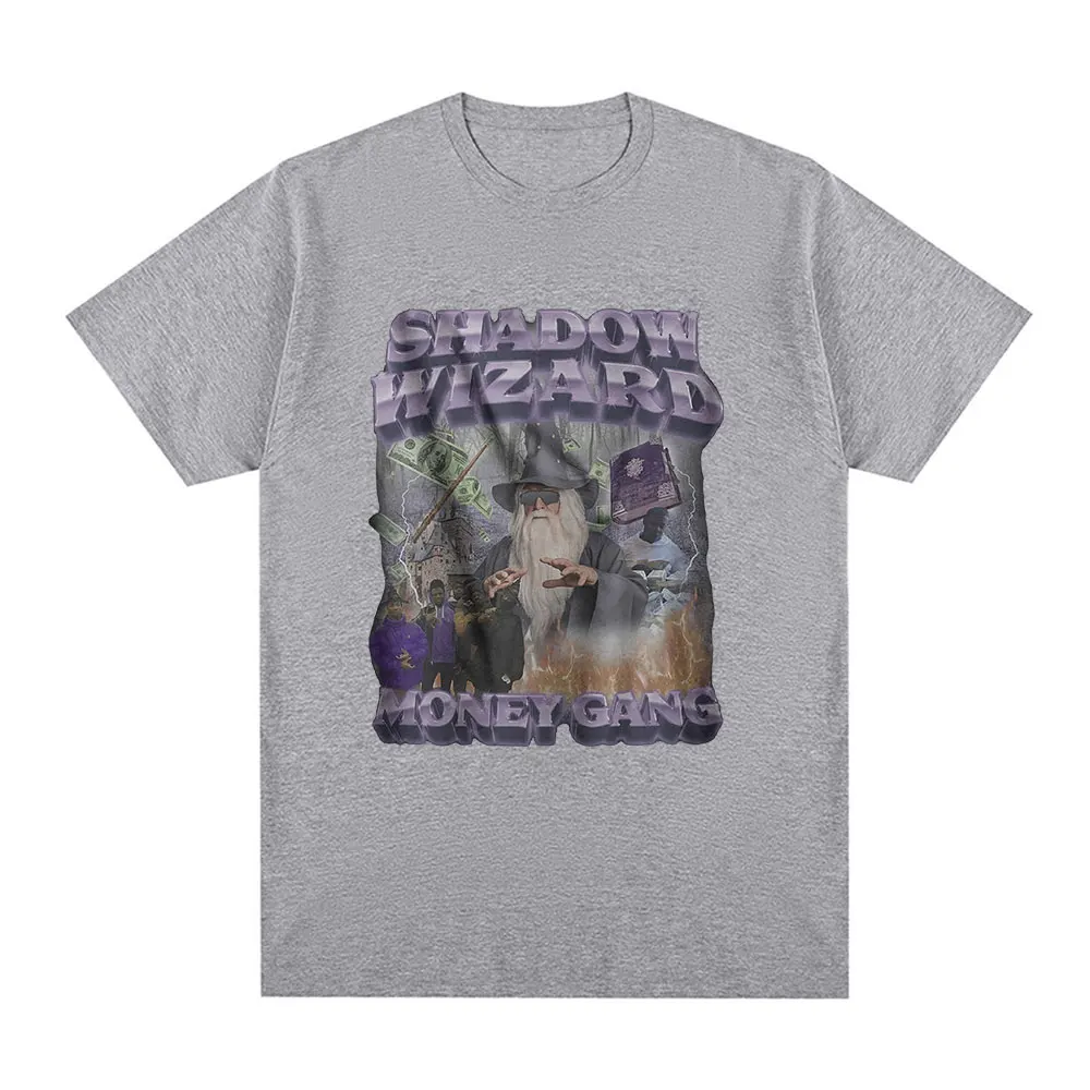 Shadow Wizard Money Gang Print T-Shirt Men Casual Oversized