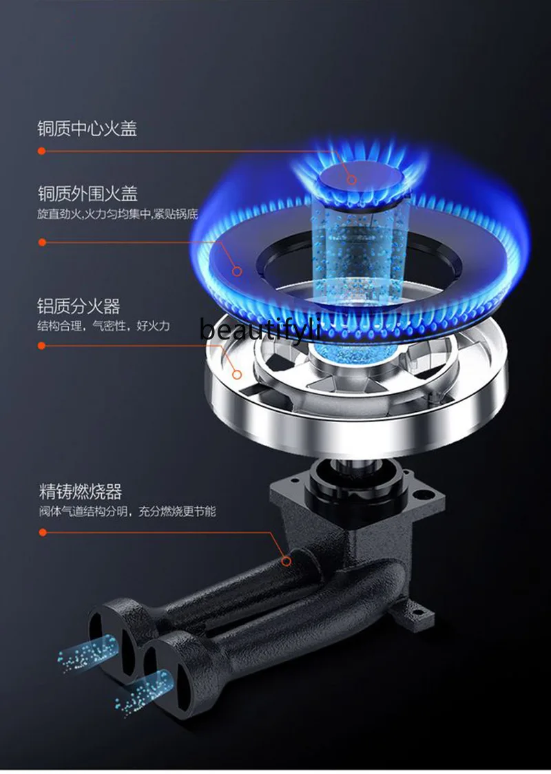 Commercial desktop single-eye gas stove energy-saving and environmentally friendly liquefied gas stove stainless steel gas stove