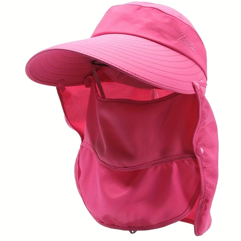 Outdoor-Sonnenhut für Damen, Sommerhut mit abnehmbarem Schal, Fischerhut, atmungsaktiv, für Angeln, Camping, Wandern – Detail 5