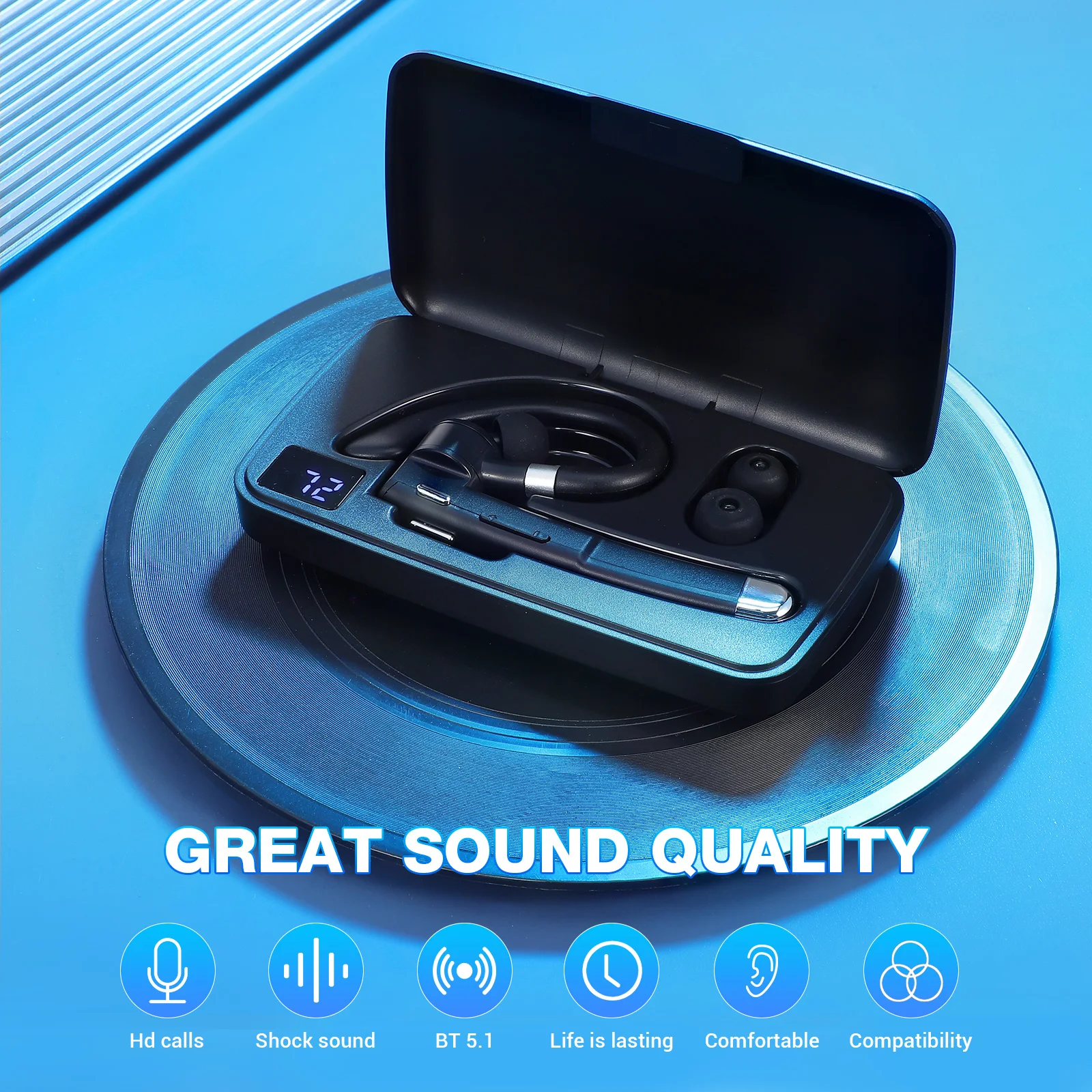

Wireless Earbuds Headphone Noise Cancelling Earphones Running Headset Gaming Earpiece YYK520 LED Display Box Single