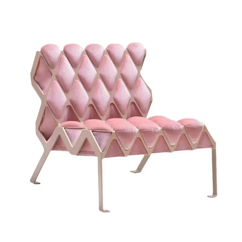 Nordic designer creative prismatic metal chair model room lobby reception single sofa chair lazy leisure chair