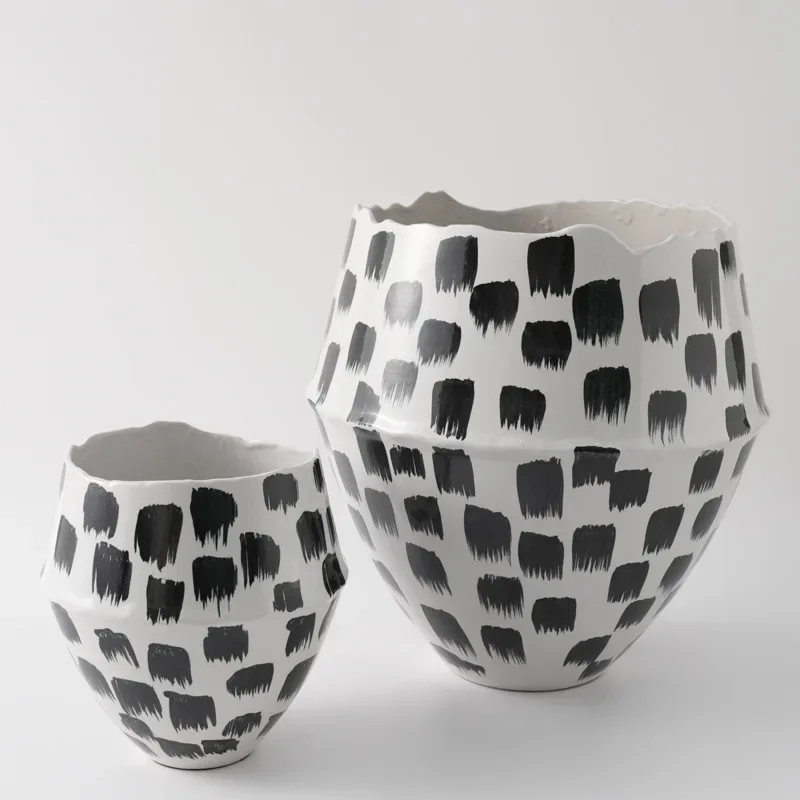 زخرفة مزهرية من السيراميك على شكل صدفة مصنوعة يدويًا، وعاء فخار على الطراز الصيني، زخرفة زهور مجففة #4