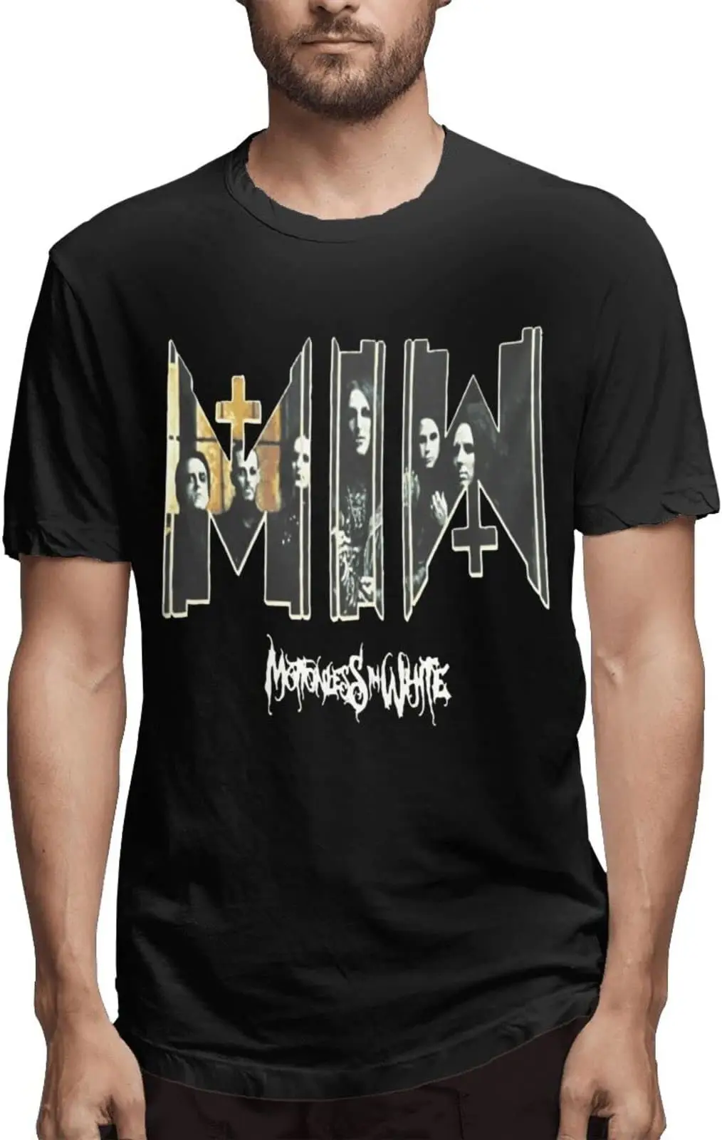 American Motionless Music in Band White T Shirt Men Cotton T Shirts Tees High Quality 100%Cotton Short Sleeve