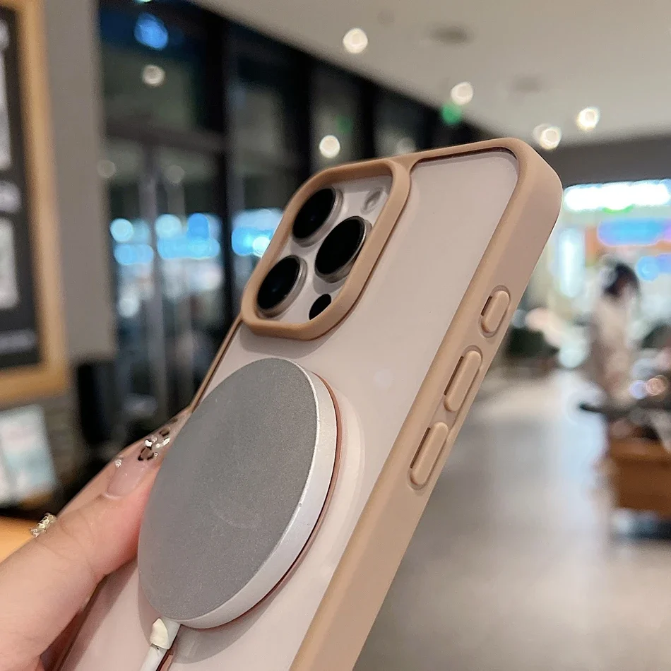 Desert Gold 16 pro max Case Magnetic for iPhone X XR XS 13 11 15 12 14 16 Pro Max Plus Case Silicone Wireless Charge Clear Cover