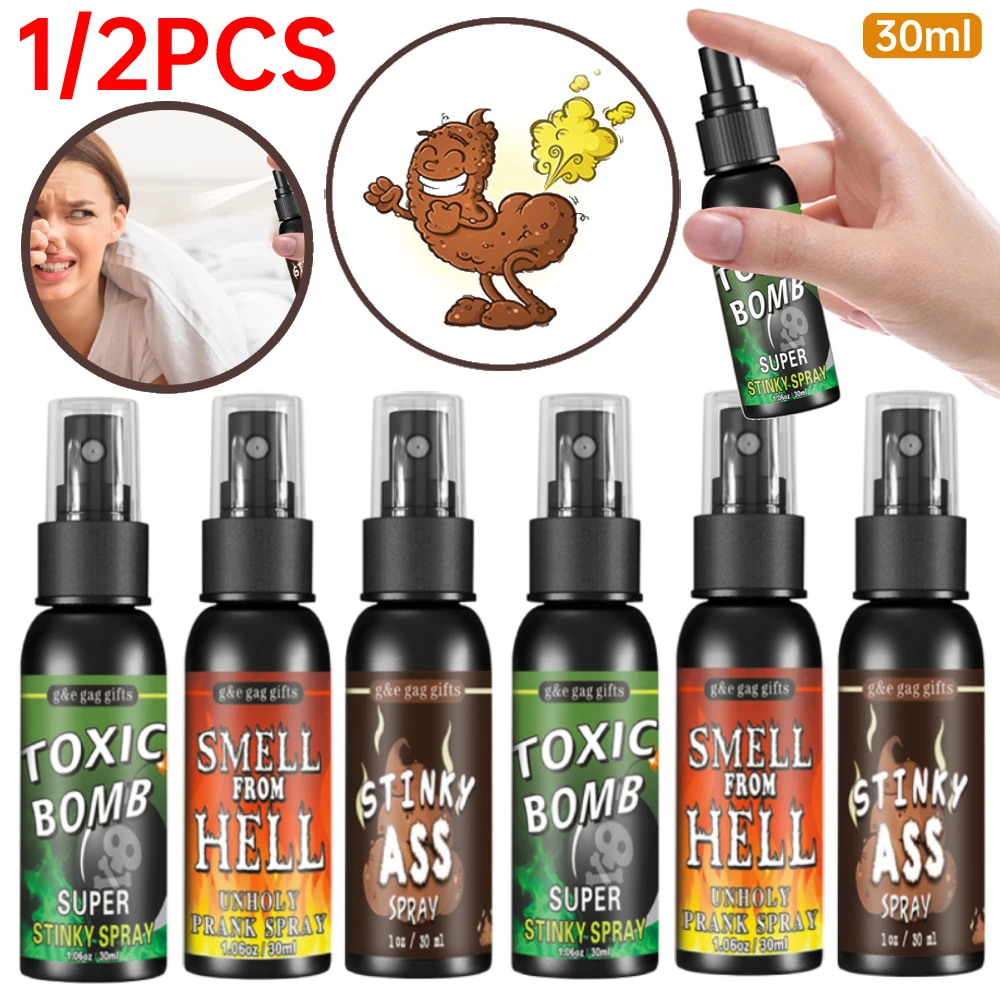1/2PCS Fart Spray Can 30ml Liquid Fart Gag Prank Joke Spray Props Non Toxic Stink Prank Poop Smelling Halloween Party Supplies