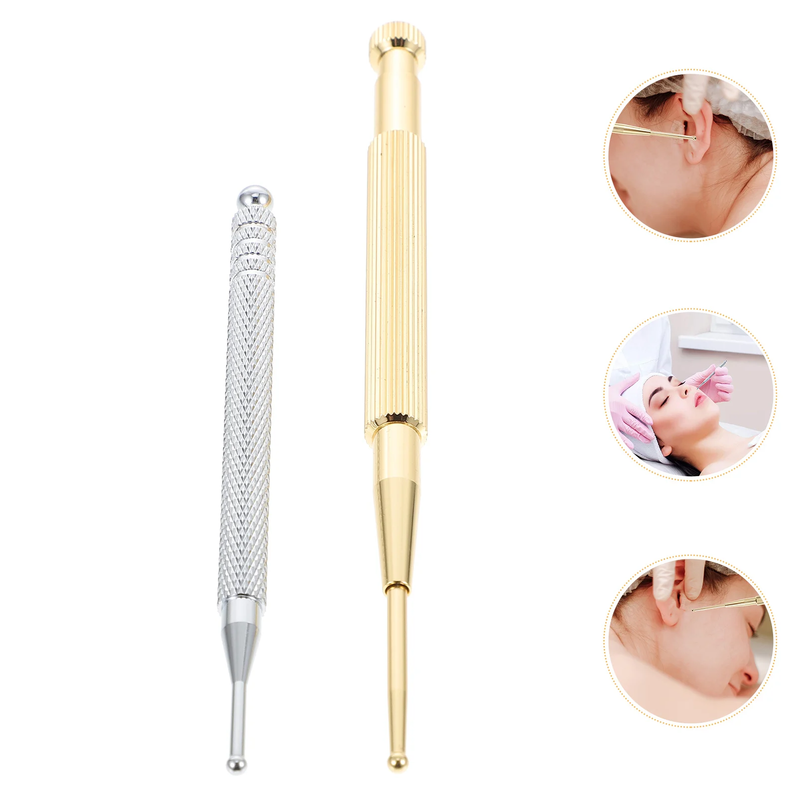 2 قطعة الأذن الوخز بالإبر نقطة التحقيق الفولاذ المقاوم للصدأ الدقة تلميح العلاج بالابر القلم ل الأذن تدليك العلاج أدوات الوخز بالإبر الصحة #3