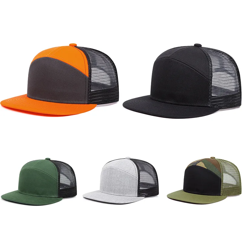Einfache, gespleißte, glatte Baseballkappen für Männer und Frauen, Outdoor-Mesh-Stoff, Sommer-Mesh-Kappen mit flachem Rand, Hip-Hop-Trend