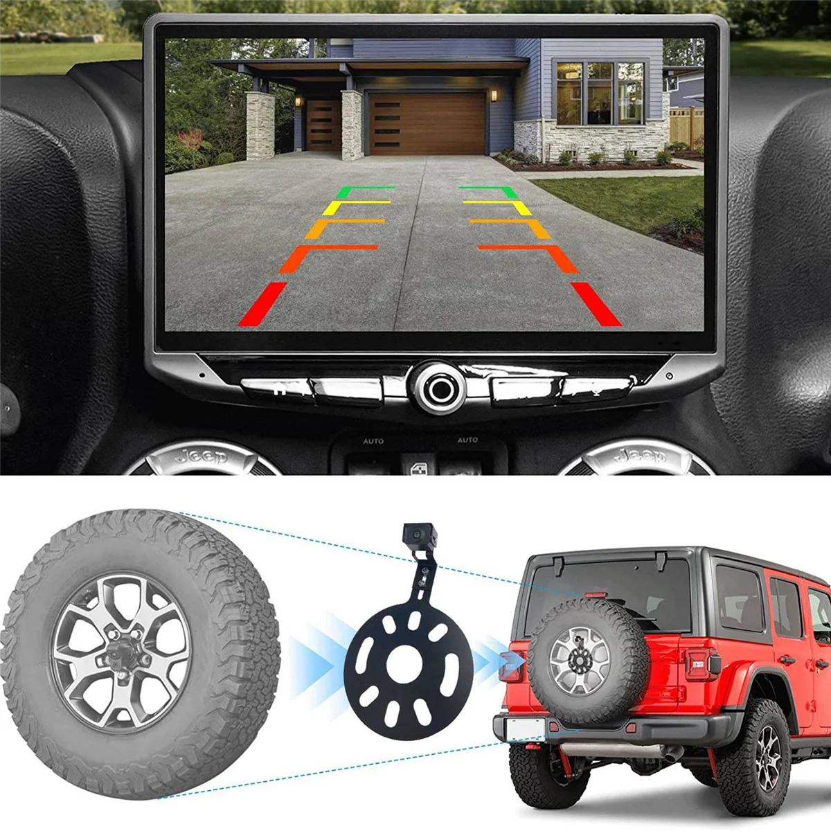 Backup Camera Rear View, Spare Tire Mount Reverse Camera for Jeep Wrangler 2007-2018, Adjustable Lens