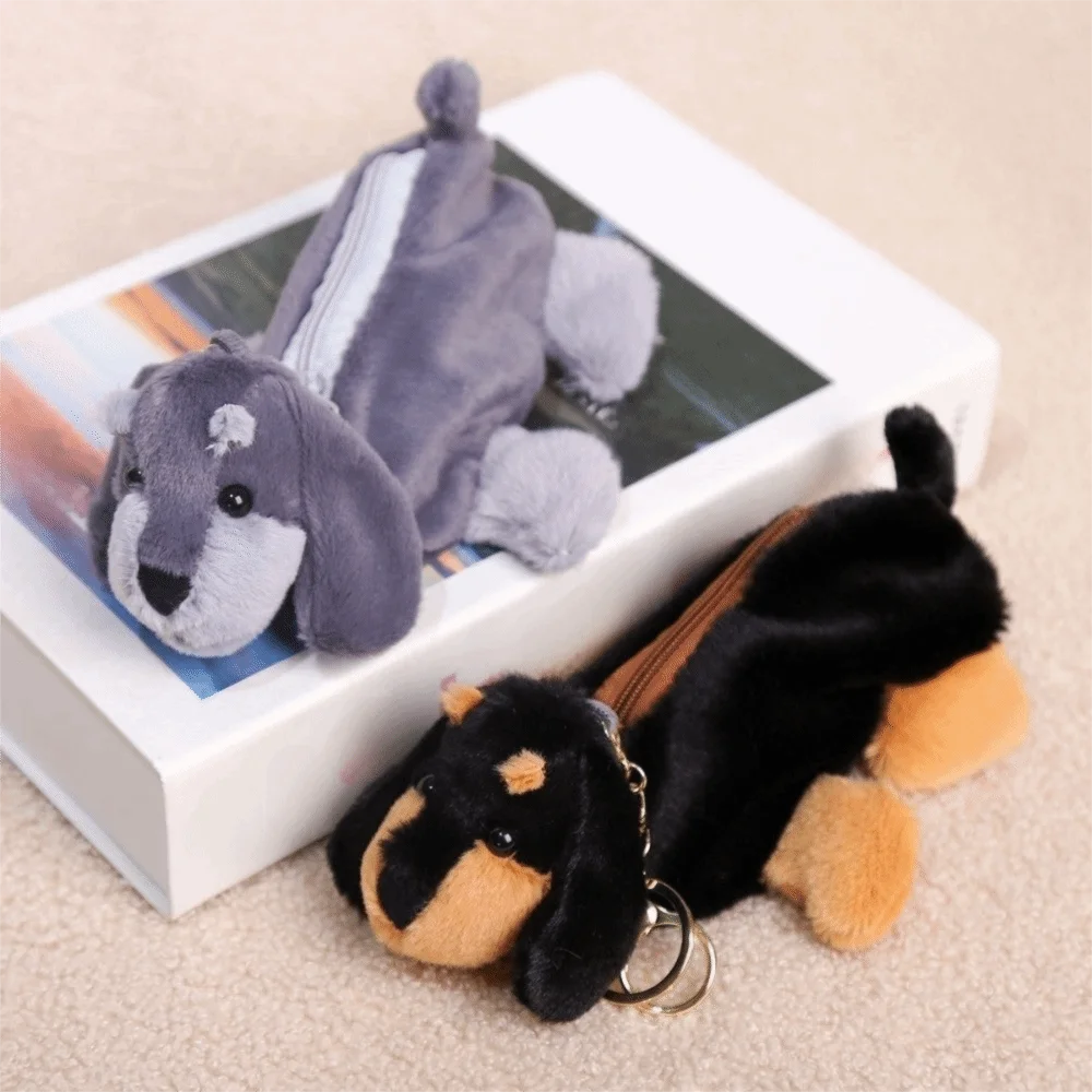 محشوة الكلب محفظة نسائية للعملات المعدنية ذات سعة كبيرة بلون الكرتون محفظة المفاتيح مقلمة القرطاسية حقيبة التخزين اللوازم المدرسية #3