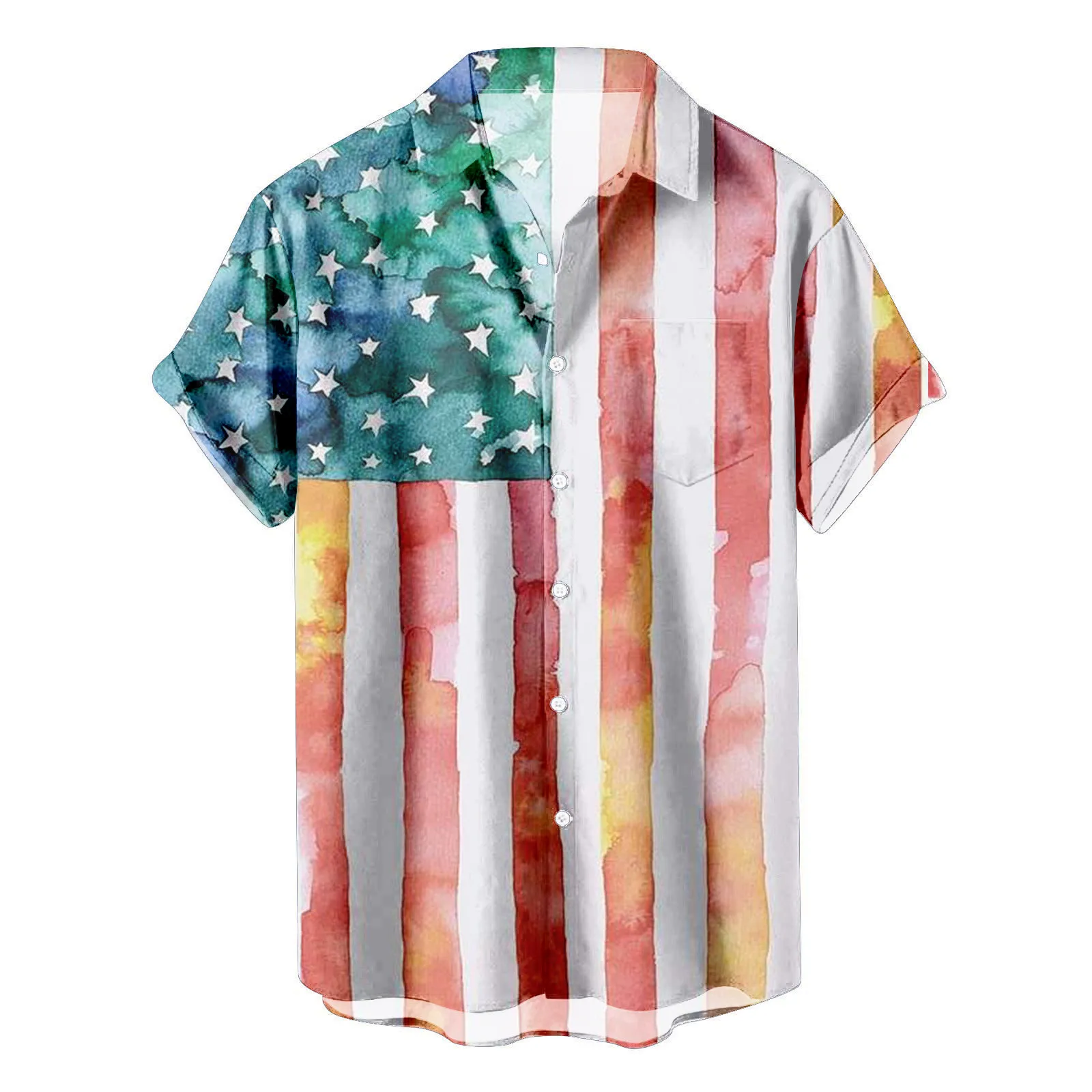 

Men's Flag Patriotic Shirts For Men 4 Of July Men’s Short Sleeve Button Down Shirts Streetwear slim fit Flower