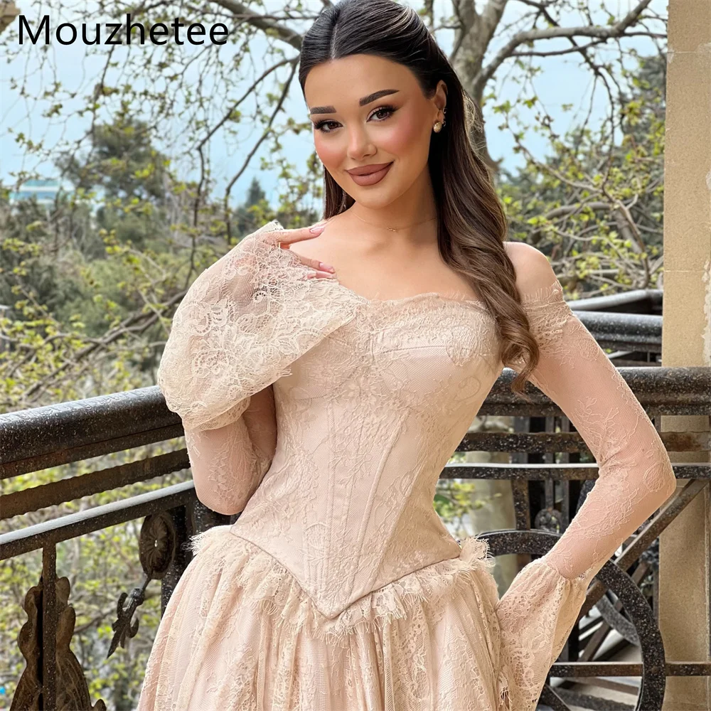 Mouzhetee Elegant A-Line Off The Shoulder Lace Evening Dresses Formal Party Gowns for Women Simple Prom Gown Customized 2026