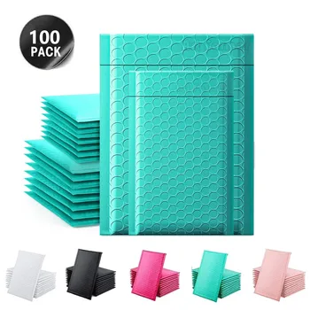 Impermeável preto plástico PE embalagem saco, bolha tampão, proteção anti-queda, pacote de correio, Envelope Poly Mailer, balão, 100pcs