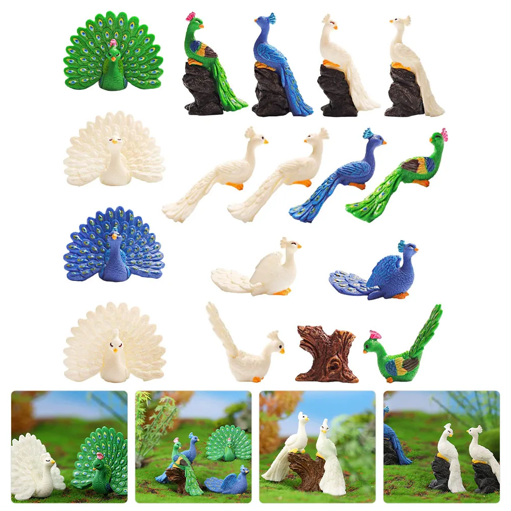 

1Set Resin Miniature Peacock Ornament Micro Landscape Decor Bonsai Garden Decoration Mini Resin Peacock Figurines