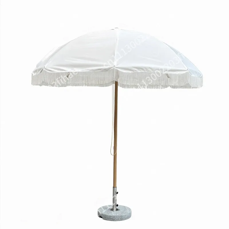 Outdoor sunscreen large sun umbrella, beach seaside swimming pool courtyard camping sunshade fringed umbrella