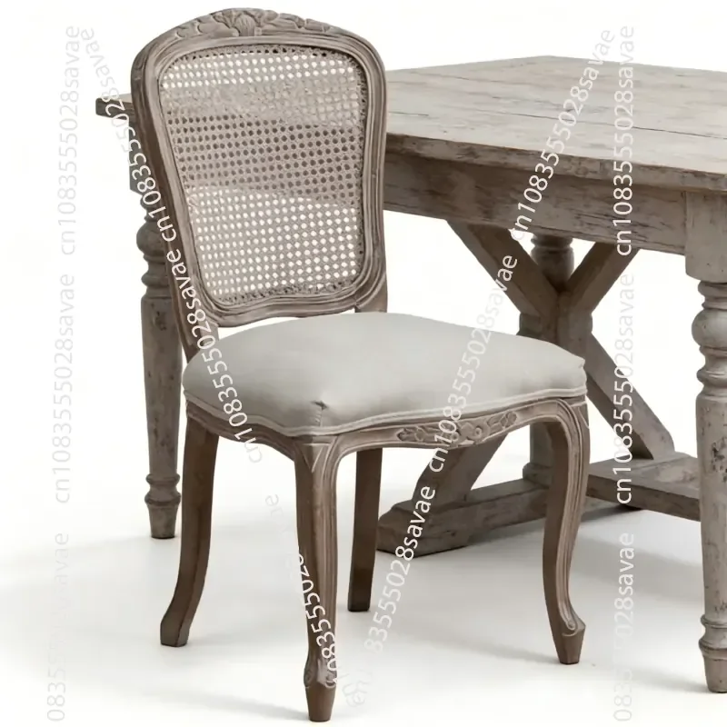 

French Country Wooden Dining Chair Vintage Imitation Finish Selected Restaurant Chair
