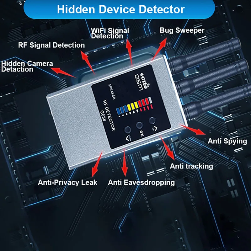 Wireless Anti Tracker Portable Pinhole Hidden Lens Detect Gadget For GPS Tracker Hidden Camera Finder Eavesdropping Device