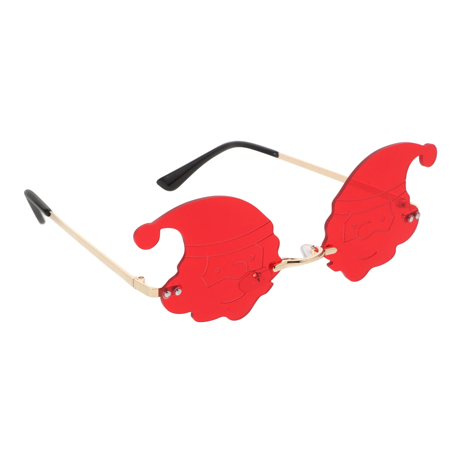 

Christmas Rimless Santa Claus Hat Sunglasses Fun Holiday Party Favor Creative Photo Prop Lightweight Portable Xmas Decor