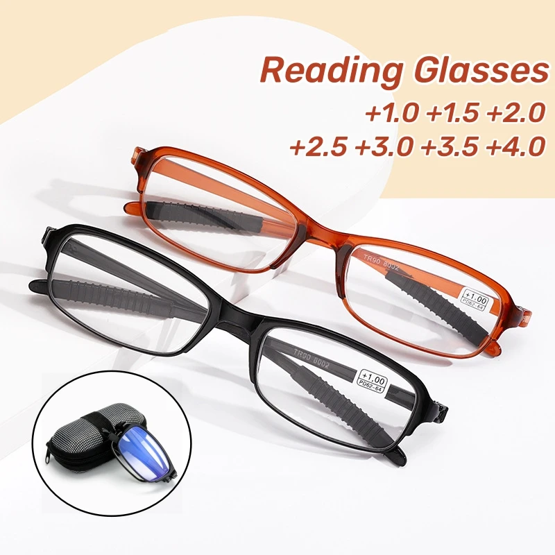 

Men Women Folding Reading Glasses with Box Fashion Design Computer Glasses Unisex Presbyopia Prescription Eyewear with Diopter