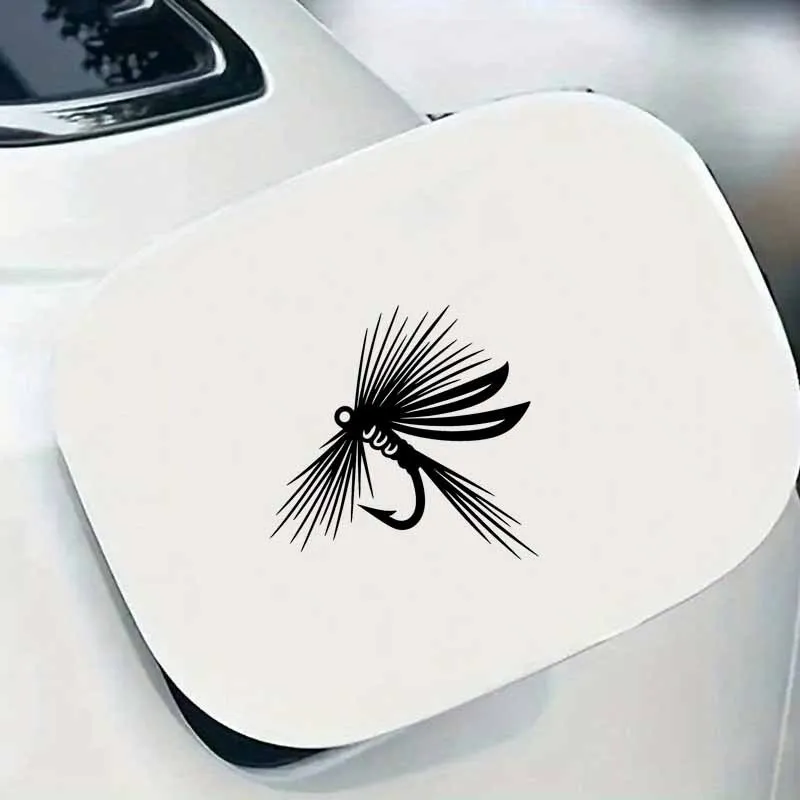 Single Fly Fishing Lure Vinyl Decal Waterproof Outdoor Sports Sticker for Car Motorcycle Scratch Cover Decor
